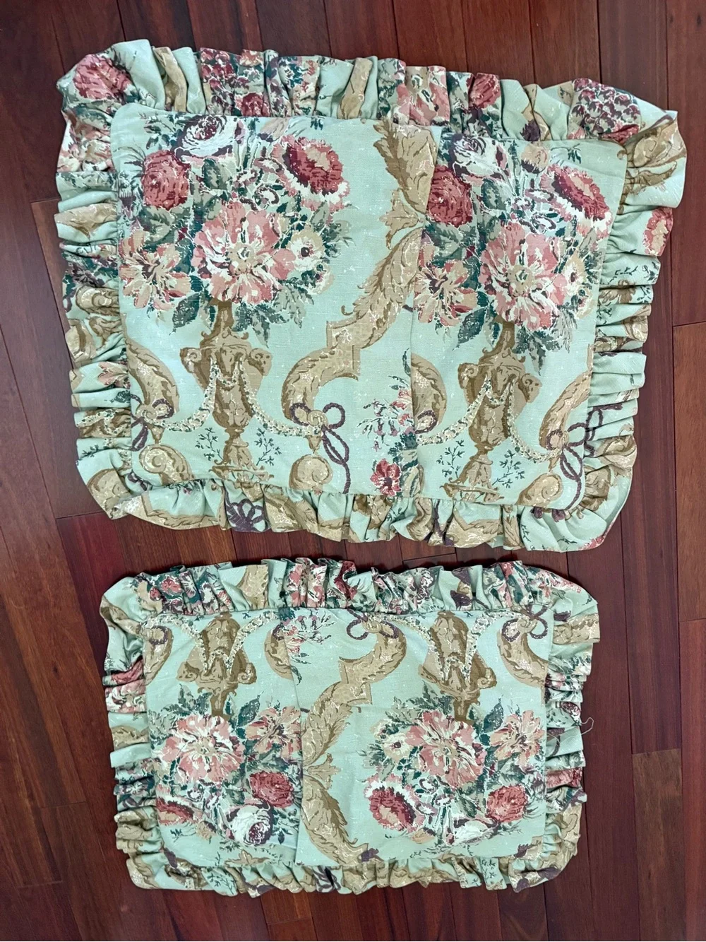 Custom Pillow Shams (2) Interior Designer Floral Elegant 20x25.5 In + 3in Ruffle